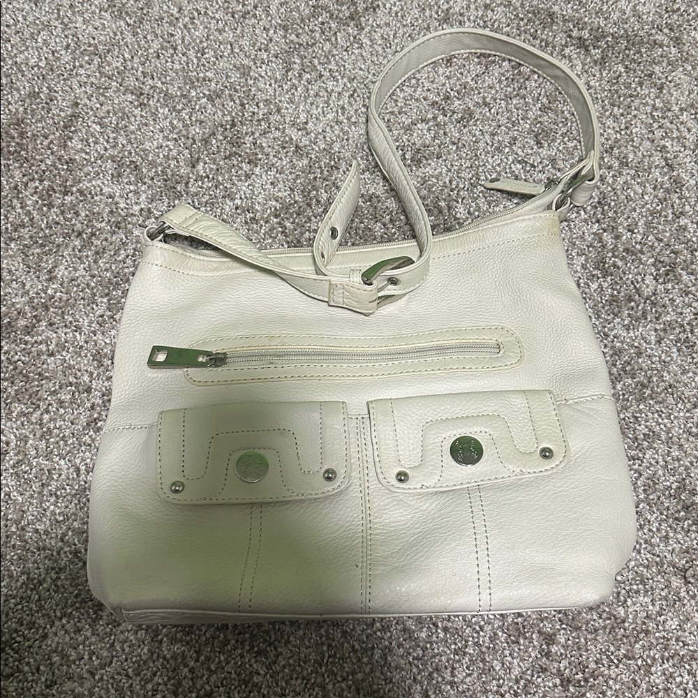 Stylish Cream Shoulder Bag vtg Stone Mountain